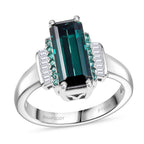 950 Platinum AAAA Indicolite Paraiba Tourmaline, White Diamond EF, VS2 Solitaire Ring, Platinum Wt.7.88 Gms  3.930  Ct._8095663