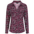 Emreco Long Sleeve Classic Collar Micro-Print Blouse (Size 18) -  Plum_8097441_1