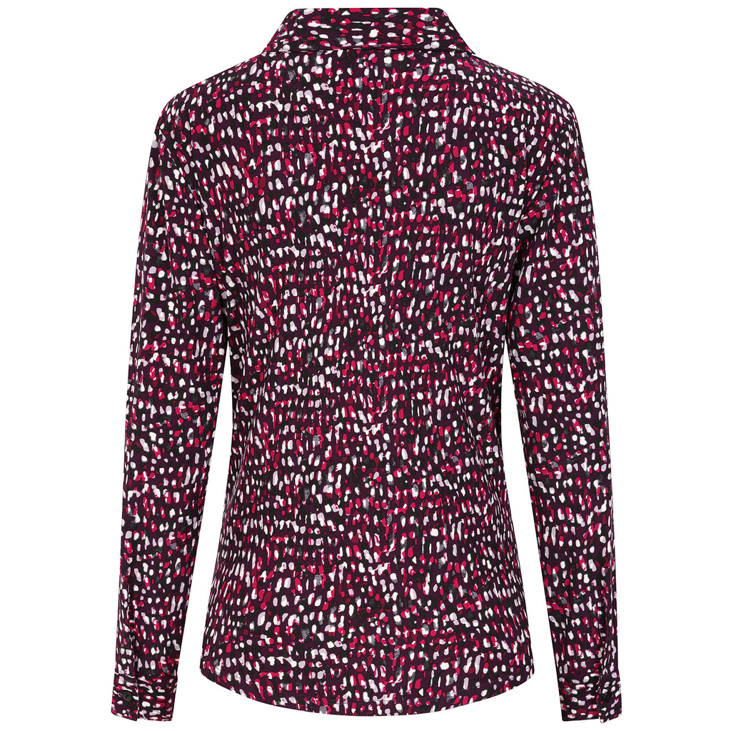 Emreco Long Sleeve Classic Collar Micro-Print Blouse (Size 18) -  Plum_8097441_2