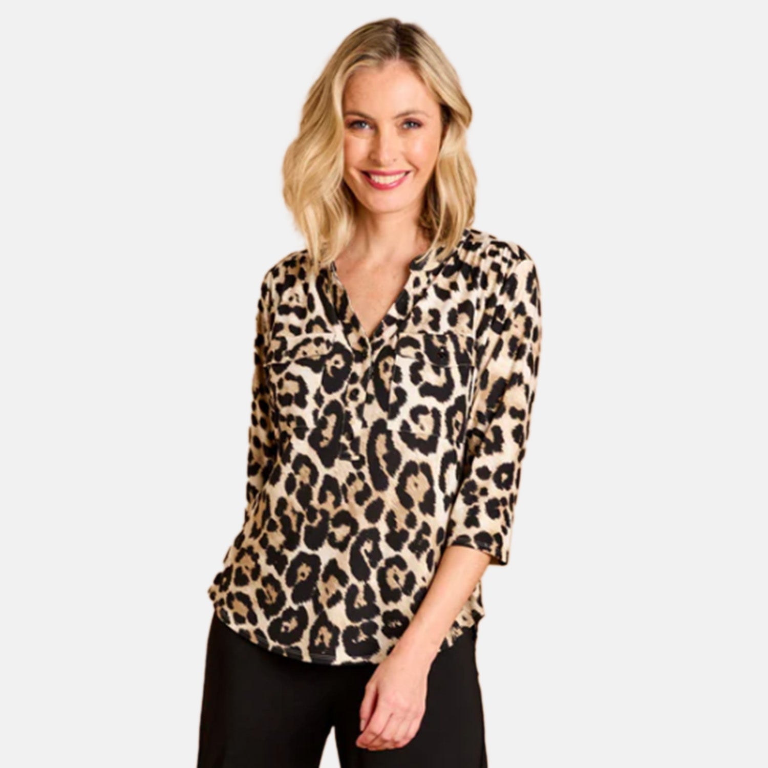 Emreco Mandarin Collar Blouse (Size 12) - Stone 8097463 2