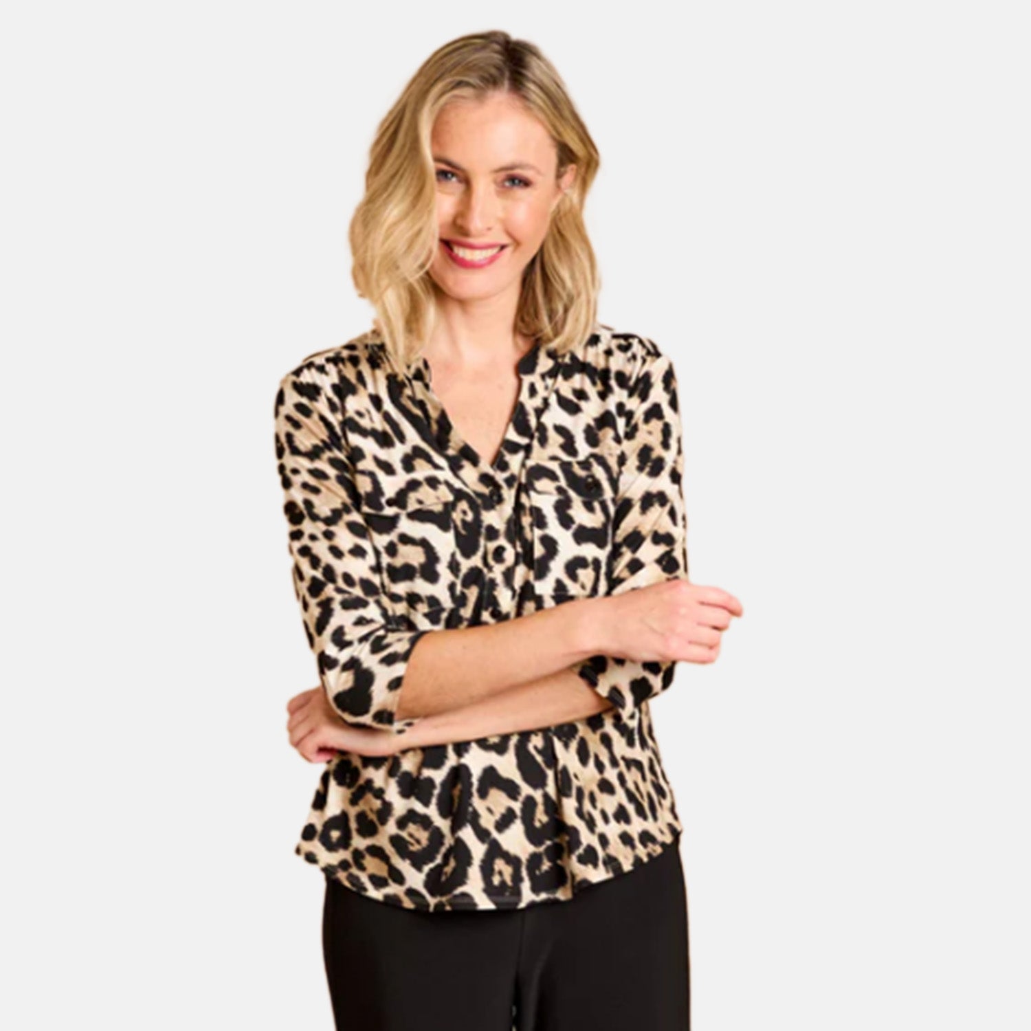 Emreco Mandarin Collar Blouse (Size 12) - Stone 8097463 3