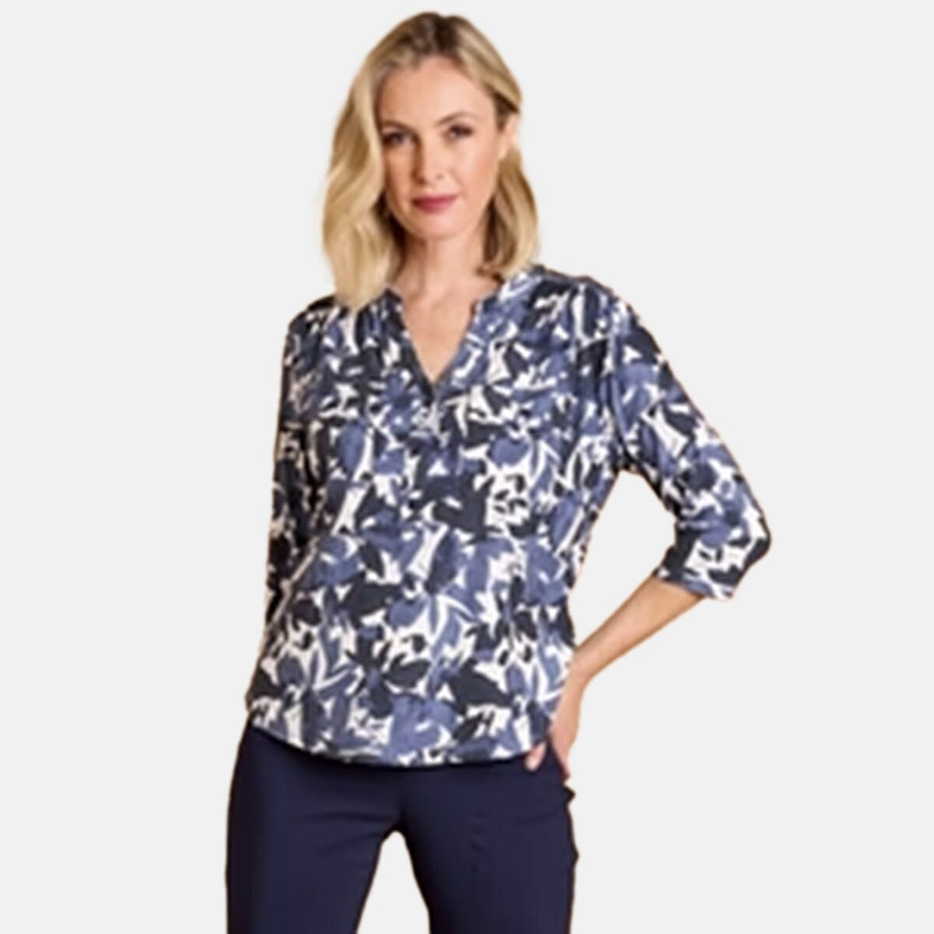 Emreco Mandarin Collar Blouse (Size 18) - Grey_8097473