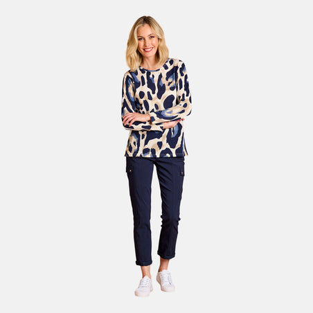 Emreco Artistic Print Round Neck Top (Size 18) - Blue 8097604 1