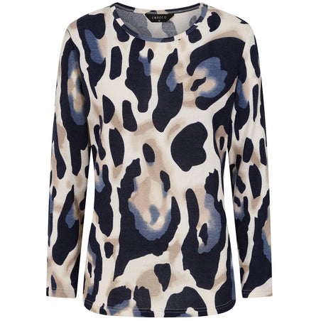 Emreco Artistic Print Round Neck Top (Size 18) - Blue 8097604 2