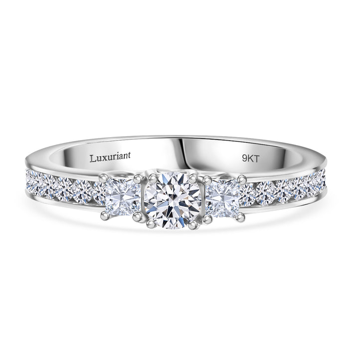 Luxuriant Diamond 9K White Gold SGL Certified (VS-G-H) Lab Grown Diamond Trilogy Ring in Princess Cu 8097872 1