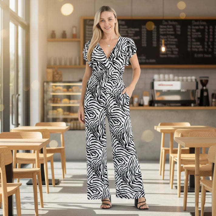 Tamsy Smocked Waist Stretch Jersey Wide Leg Jumpsuit V32665246 2