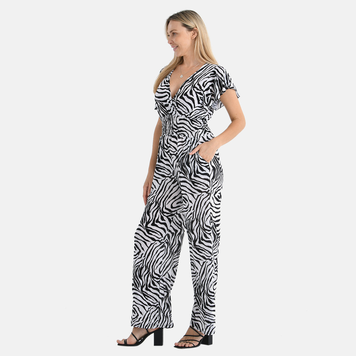 Tamsy Smocked Waist Stretch Jersey Wide Leg Jumpsuit V32637430 4