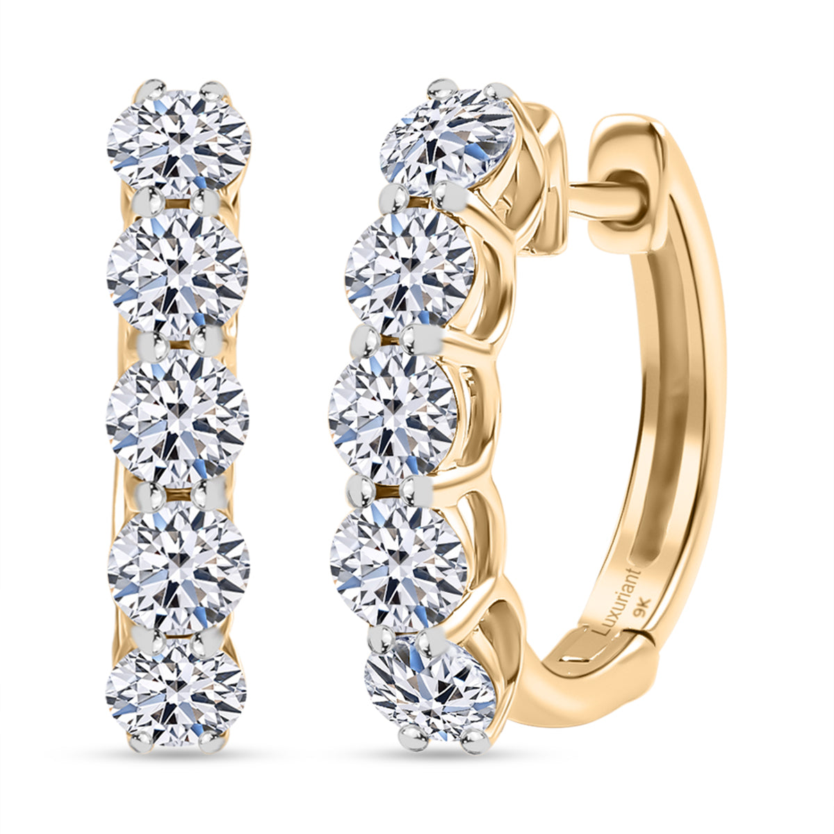 LUXURIANT 1 Ct. Lab Grown Diamond Full Hoop Earring in 9K Yellow Gold SGL Certified 8099338 0
