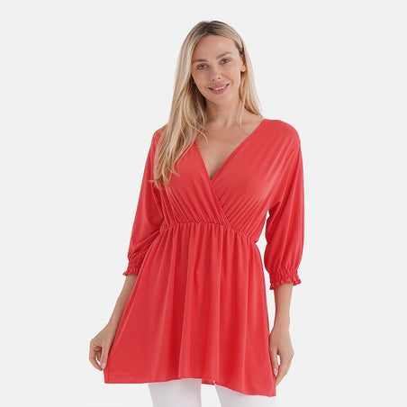 Tamsy Smocked Waist V-Neck Top 8100117 1