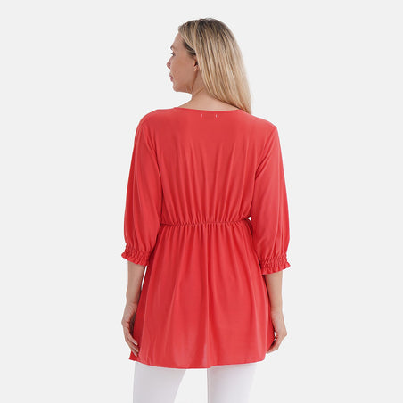 Tamsy Smocked Waist V-Neck Top 8100117 2