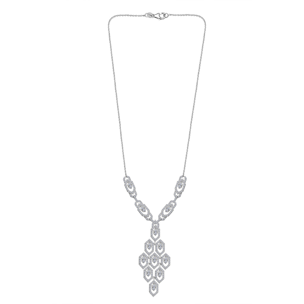 Designer Inspired- Luxuriant Lab Grown Diamond (SI/GH) Necklace (Size - 20) with Lobster Clasp in Rhodium Overlay Sterling Silver_8100416_4