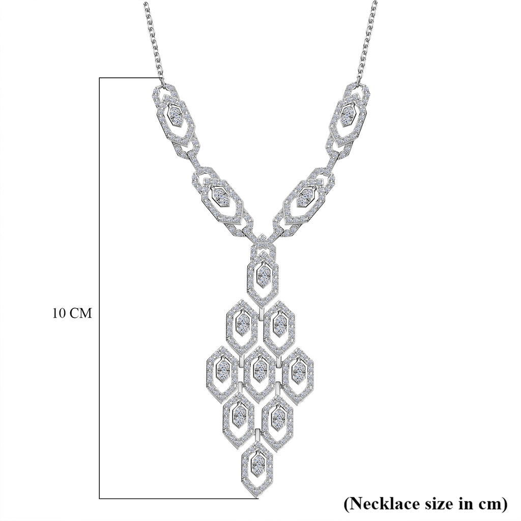 Designer Inspired- Luxuriant Lab Grown Diamond (SI/GH) Necklace (Size - 20) with Lobster Clasp in Rhodium Overlay Sterling Silver_8100416_5