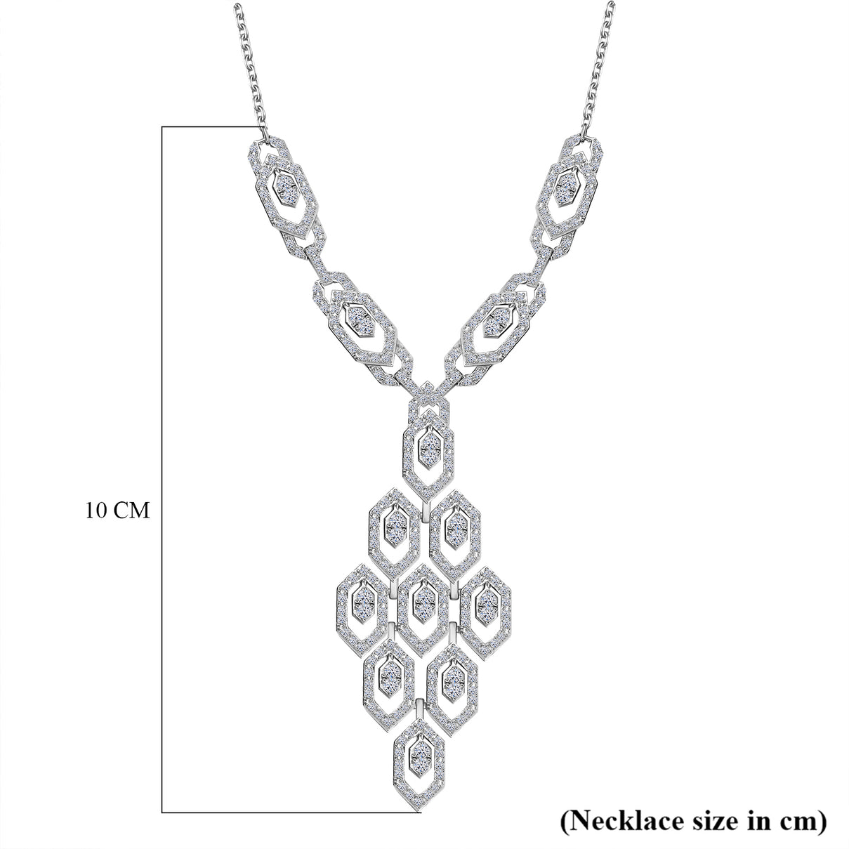 LUXURIANT 2.34 Ct Lab Grown Diamond Cluster Necklace (Size 20) with Lobster Clasp in Rhodium Overlay Sterling Silver 8100416 6