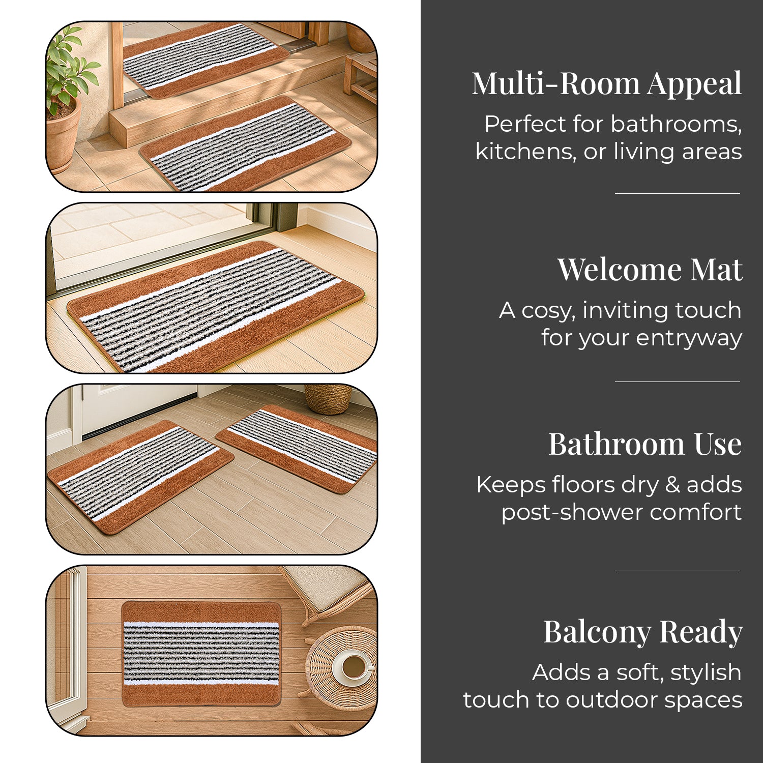 Set of 2- Anti-Skid Micro Bath Mats (Size 58x38cm) - Tan 8101391 3