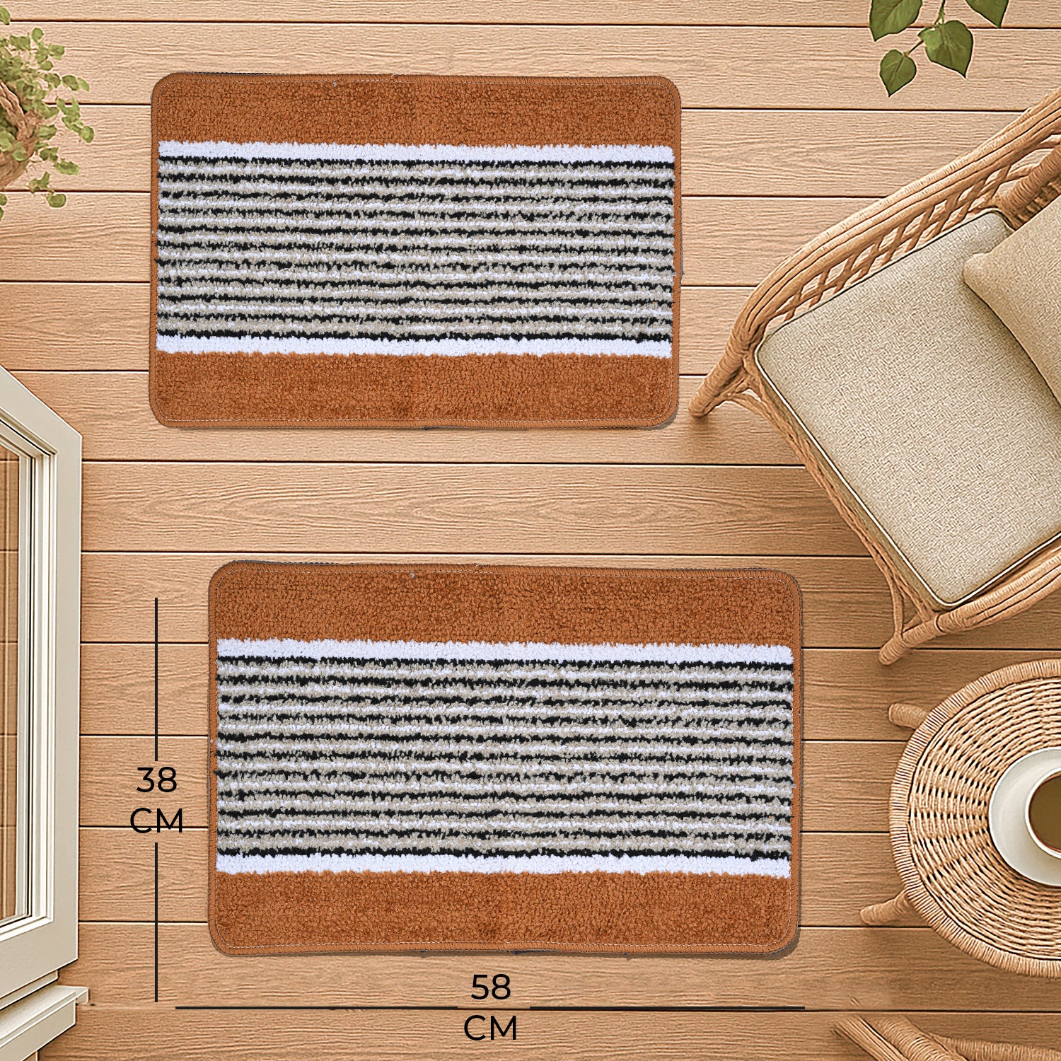 Set of 2- Anti-Skid Micro Bath Mats (Size 58x38cm) - Tan 8101391 6