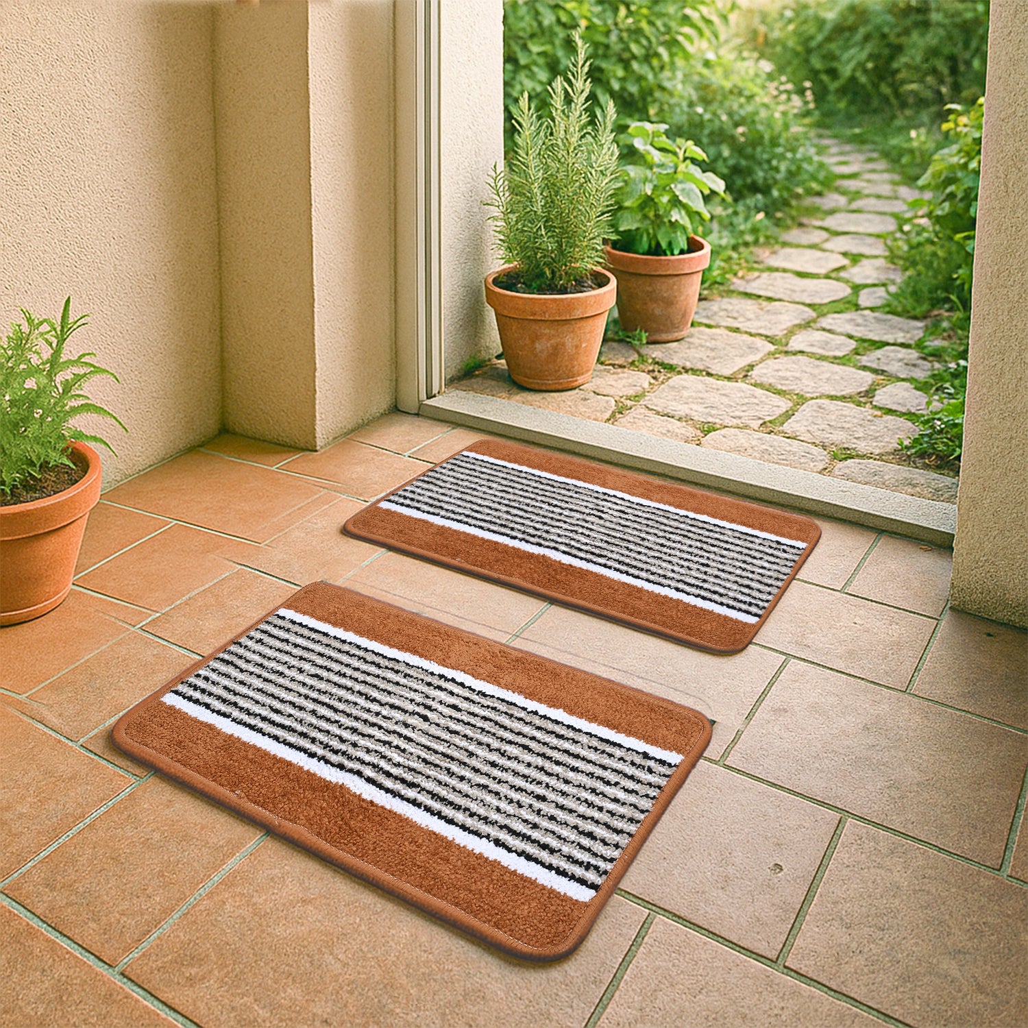 Set of 2- Anti-Skid Micro Bath Mats (Size 58x38cm) - Tan 8101391 7