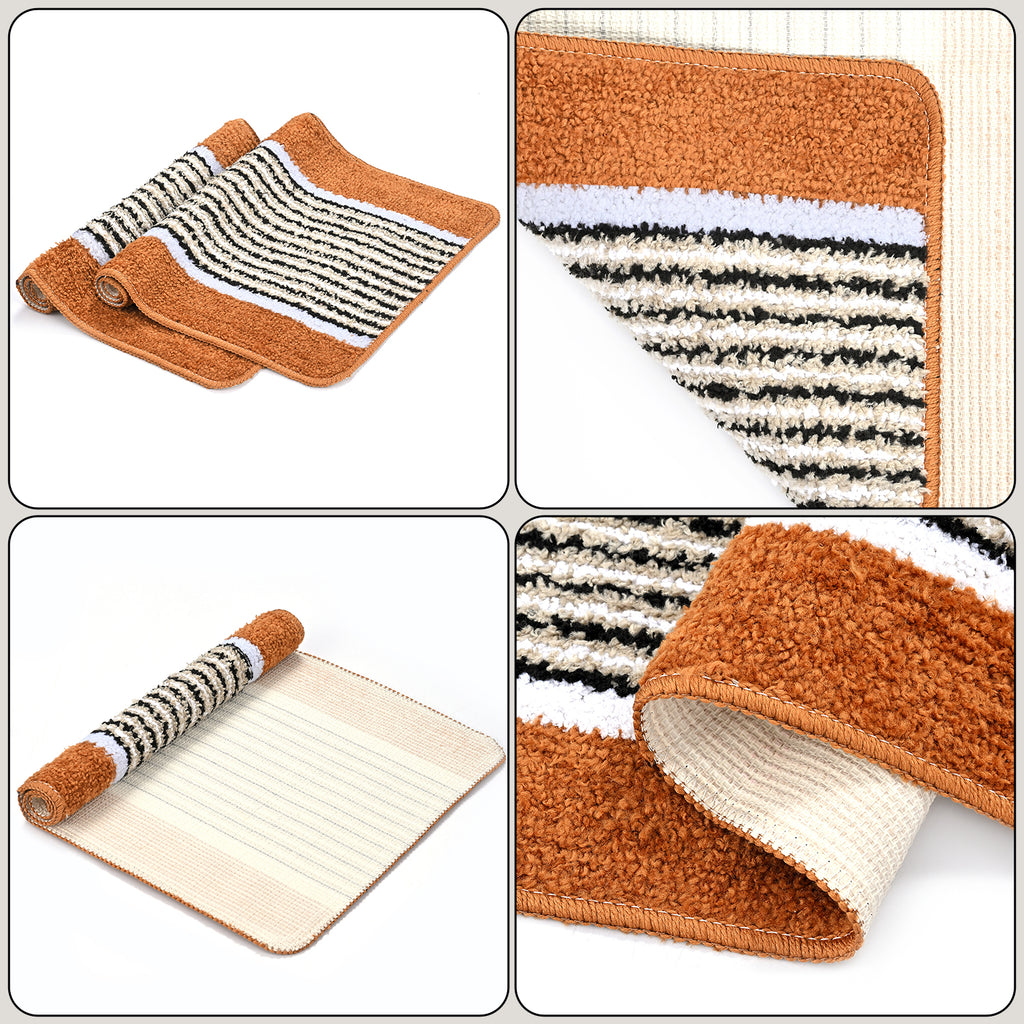 Set of 2: Anti-Skid Micro Bath Mats (Size 58x38cm) - Tan_8101391_8