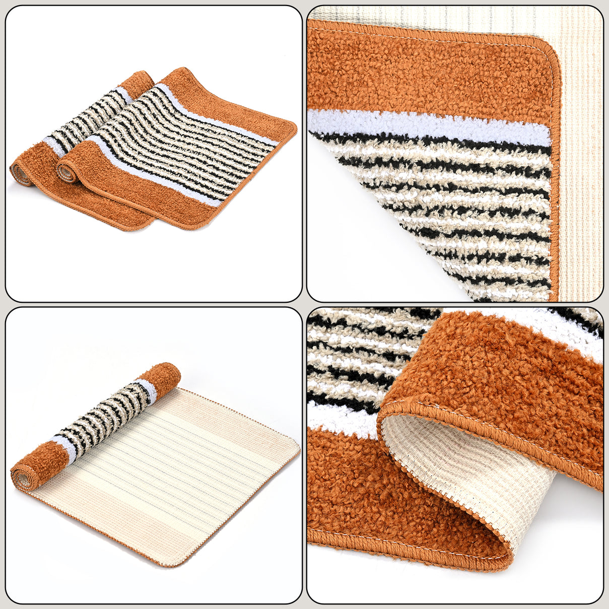 Set of 2- Anti-Skid Micro Bath Mats (Size 58x38cm) - Tan 8101391 8