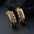 GP Milano Collection - White Diamond & Kanchanaburi Blue Sapphire Push Back Earring in 18K Vermeil Yellow Gold Plated Sterling Silver_8101636_1