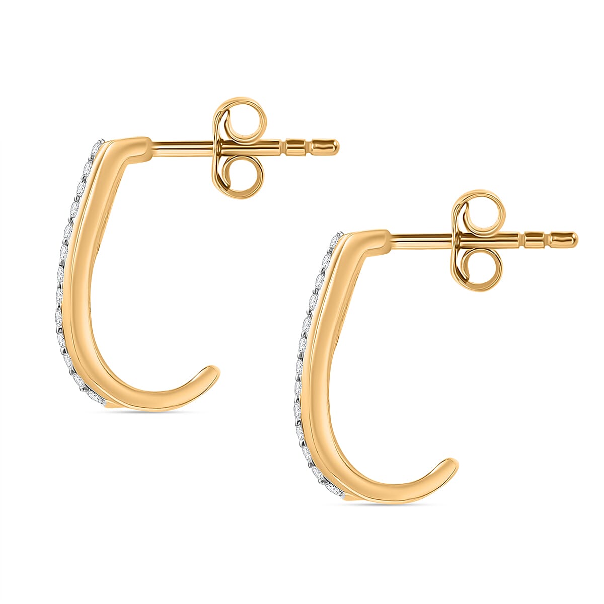 GP Milano Collection - White Diamond &amp; Kanchanaburi Blue Sapphire Push Back Earring in 18K Vermeil Yellow Gold Plated Sterling Silver V32648930 4