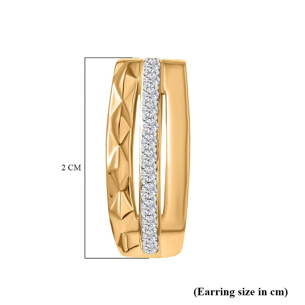 GP Milano Collection - White Diamond & Kanchanaburi Blue Sapphire Push Back Earring in 18K Vermeil Yellow Gold Plated Sterling Silver_8101636_4