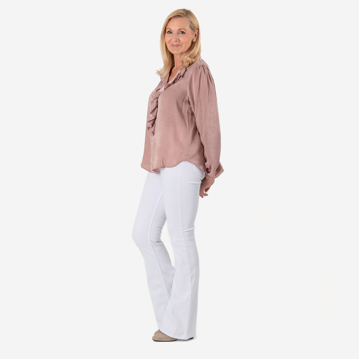 Solid Flair Frill Full Sleeves Top (Size 12) - Dusty Pink V32678396 2