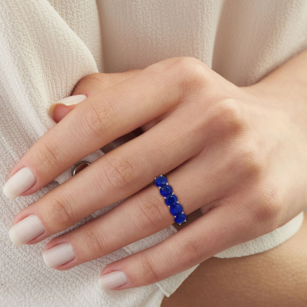 Premium Vietnamese Cobalt Blue Spinel 5 Stone Ring in Rhodium Overlay Sterling Silver 5.10 Ct._8102156_2