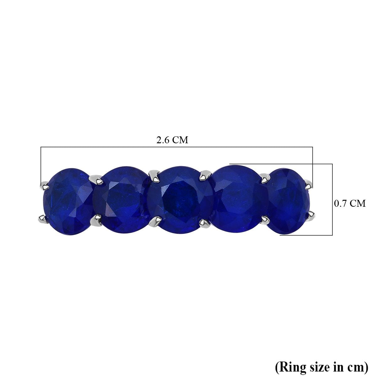Premium Vietnamese Cobalt Blue Spinel 5 Stone Ring in Rhodium Overlay Sterling Silver 5.10 Ct. 8102156 5