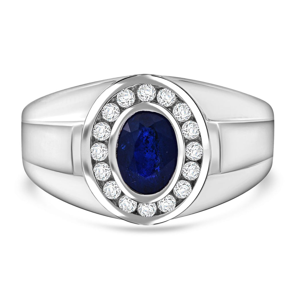 Premium Vietnamese Cobalt Blue Spinel & White Zircon Ring in Rhodium Overlay Sterling Silver 1.19 Ct._8102176