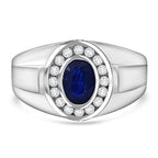 Premium Vietnamese Cobalt Blue Spinel & White Zircon Ring in Rhodium Overlay Sterling Silver 1.19 Ct._8102176