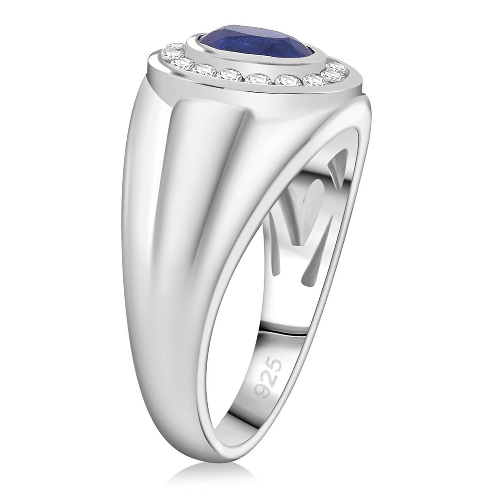 Premium Vietnamese Cobalt Blue Spinel & White Zircon Ring in Rhodium Overlay Sterling Silver 1.19 Ct._8102176_3