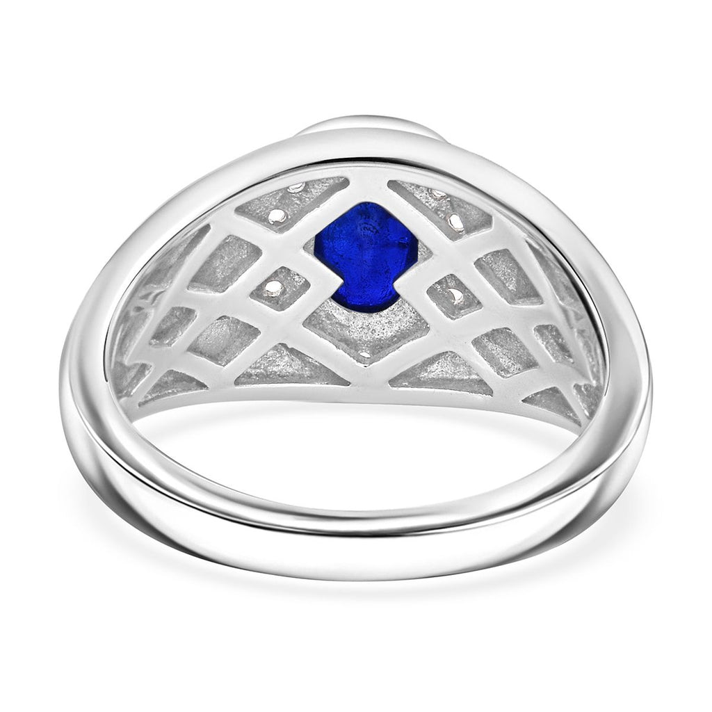 Premium Vietnamese Cobalt Blue Spinel & White Zircon Ring in Rhodium Overlay Sterling Silver 1.19 Ct._8102176_4