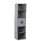 5-Shelf Hanging Closet Storage Organiser with Removable Drawer Box - Grey_8102242