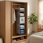 5-Shelf Hanging Closet Storage Organiser with Removable Drawer Box - Grey_8102242_1