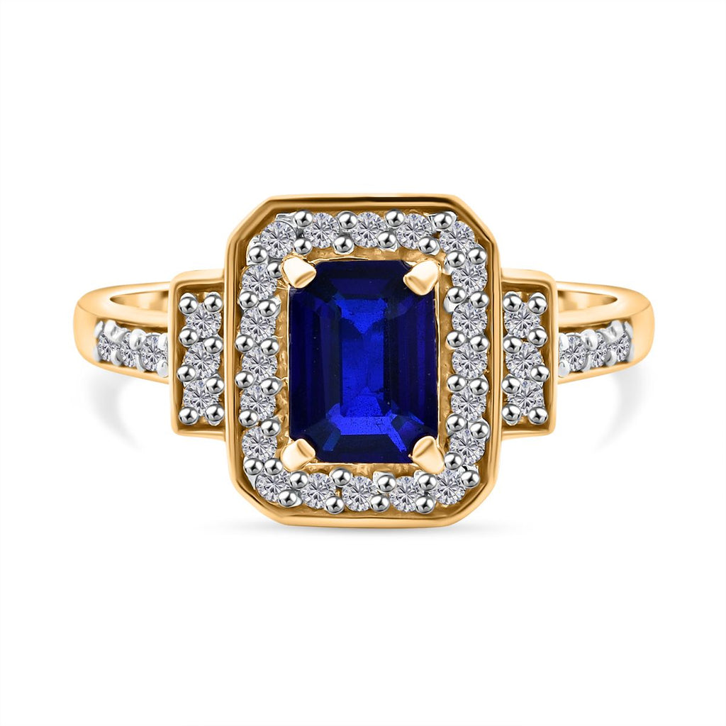 Blue Spinel & Moissanite Ring in Vermeil Yellow Gold Plated Sterling Silver 1.54 Ct._8103123