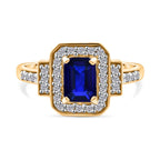 Blue Spinel & Moissanite Ring in Vermeil Yellow Gold Plated Sterling Silver 1.54 Ct._8103123