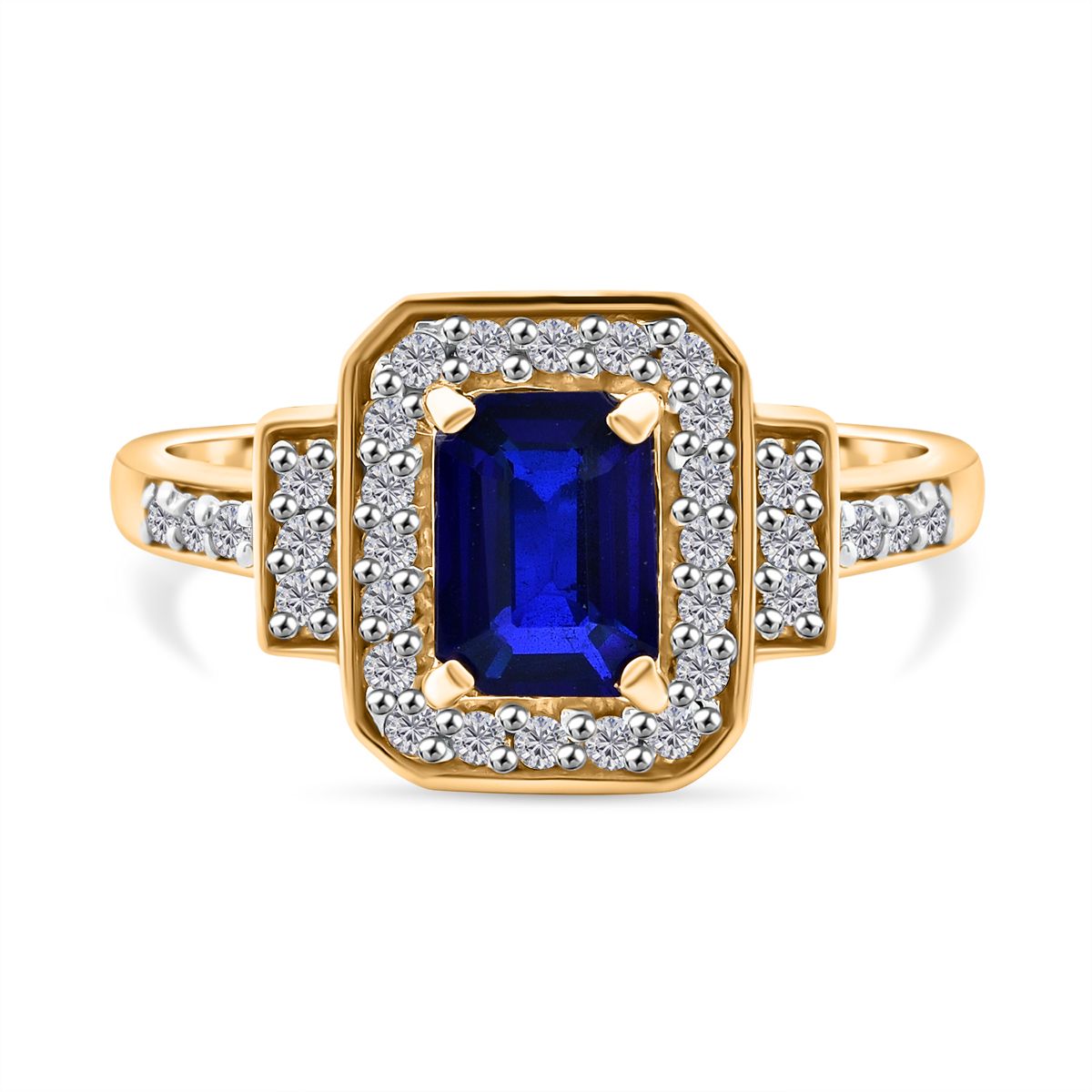 Blue Spinel &amp; Moissanite Ring in Vermeil Yellow Gold Plated Sterling Silver 1.54 Ct. 8103123 0