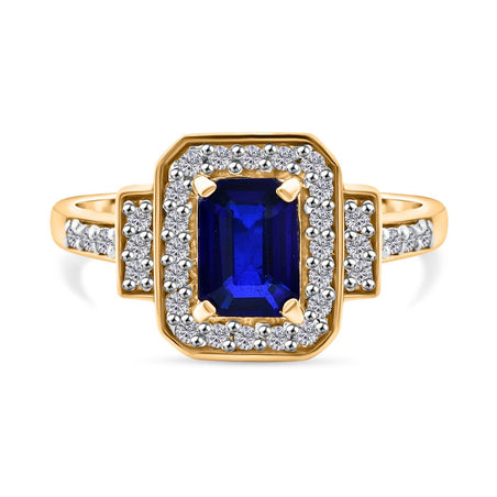 Blue Spinel &amp; Moissanite Ring in Vermeil Yellow Gold Plated Sterling Silver 1.54 Ct. 8103123 1