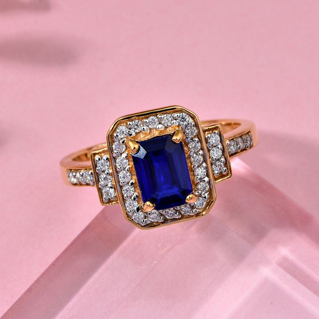 Blue Spinel & Moissanite Ring in Vermeil Yellow Gold Plated Sterling Silver 1.54 Ct._8103123_1