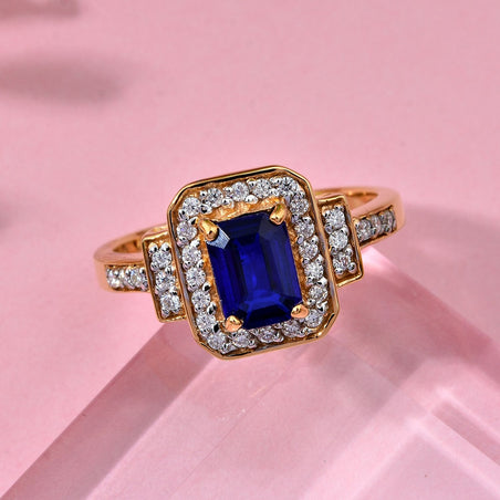 Blue Spinel &amp; Moissanite Ring in Vermeil Yellow Gold Plated Sterling Silver 1.54 Ct. 8103123 2