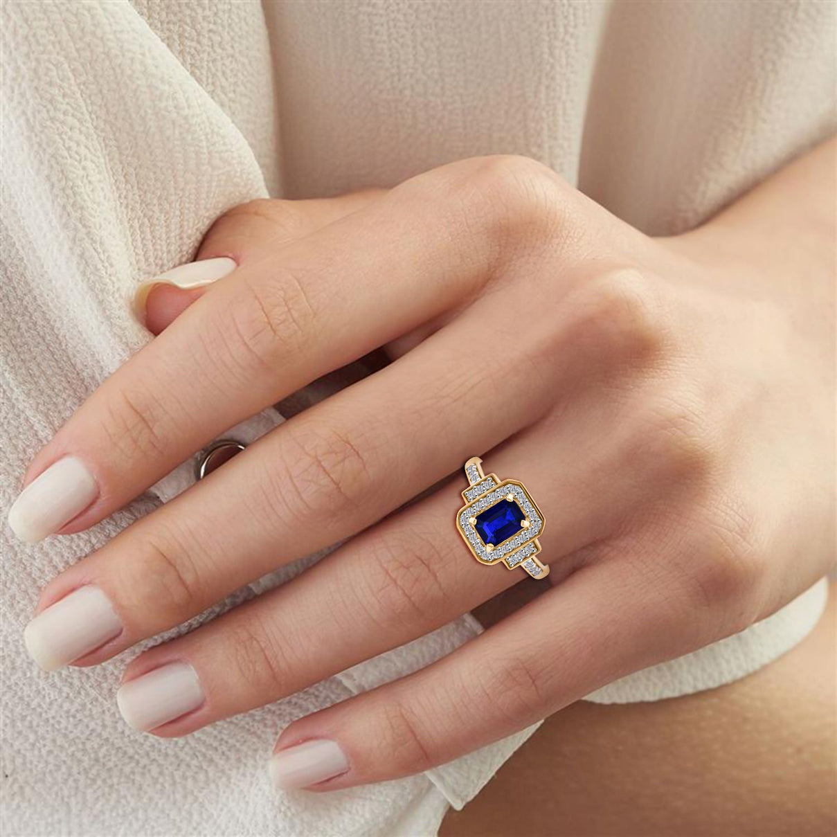 Blue Spinel &amp; Moissanite Ring in Vermeil Yellow Gold Plated Sterling Silver 1.54 Ct. 8103123 2