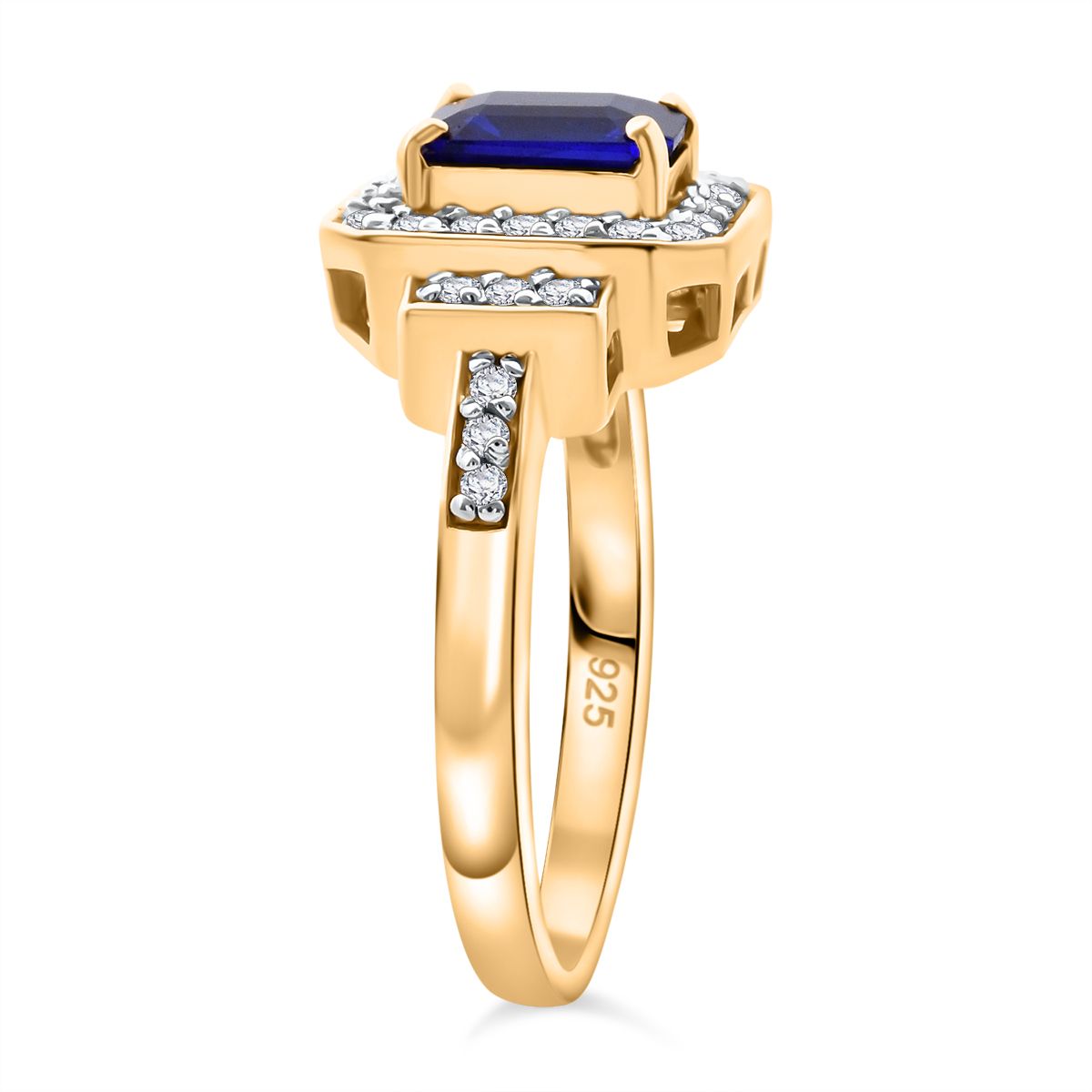 Blue Spinel &amp; Moissanite Ring in Vermeil Yellow Gold Plated Sterling Silver 1.54 Ct. 8103123 3