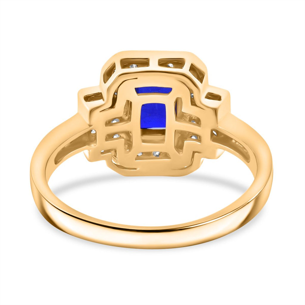 Blue Spinel & Moissanite Ring in Vermeil Yellow Gold Plated Sterling Silver 1.54 Ct._8103123_4