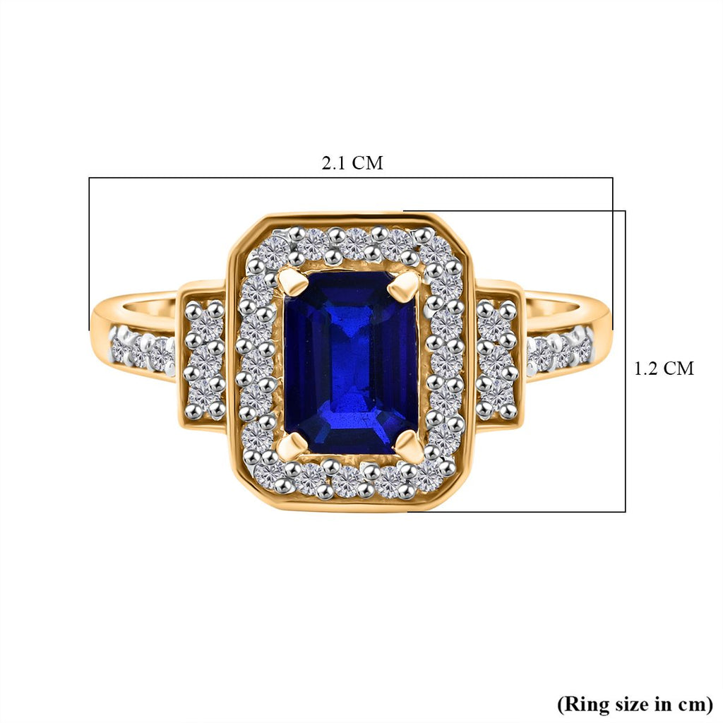 Blue Spinel & Moissanite Ring in Vermeil Yellow Gold Plated Sterling Silver 1.54 Ct._8103123_5