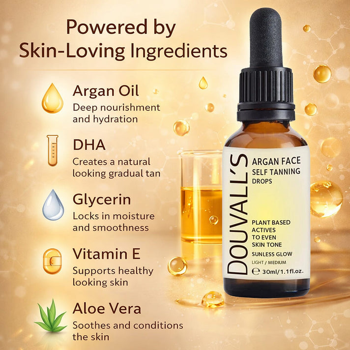 Douvall's Argan Face Self Tanning Drops 30ml: Light-Medium 8103302 2