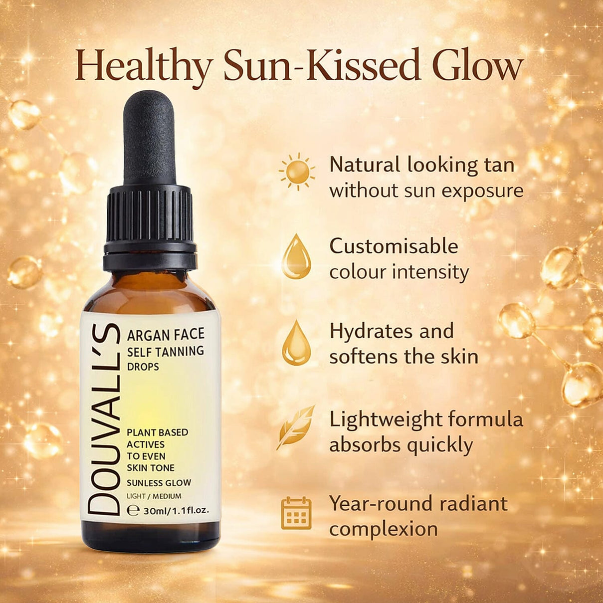 Douvall's Argan Face Self Tanning Drops 30ml: Light-Medium 8103302 2
