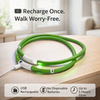 Set of 2 LED Pet Glow Collars -  Green