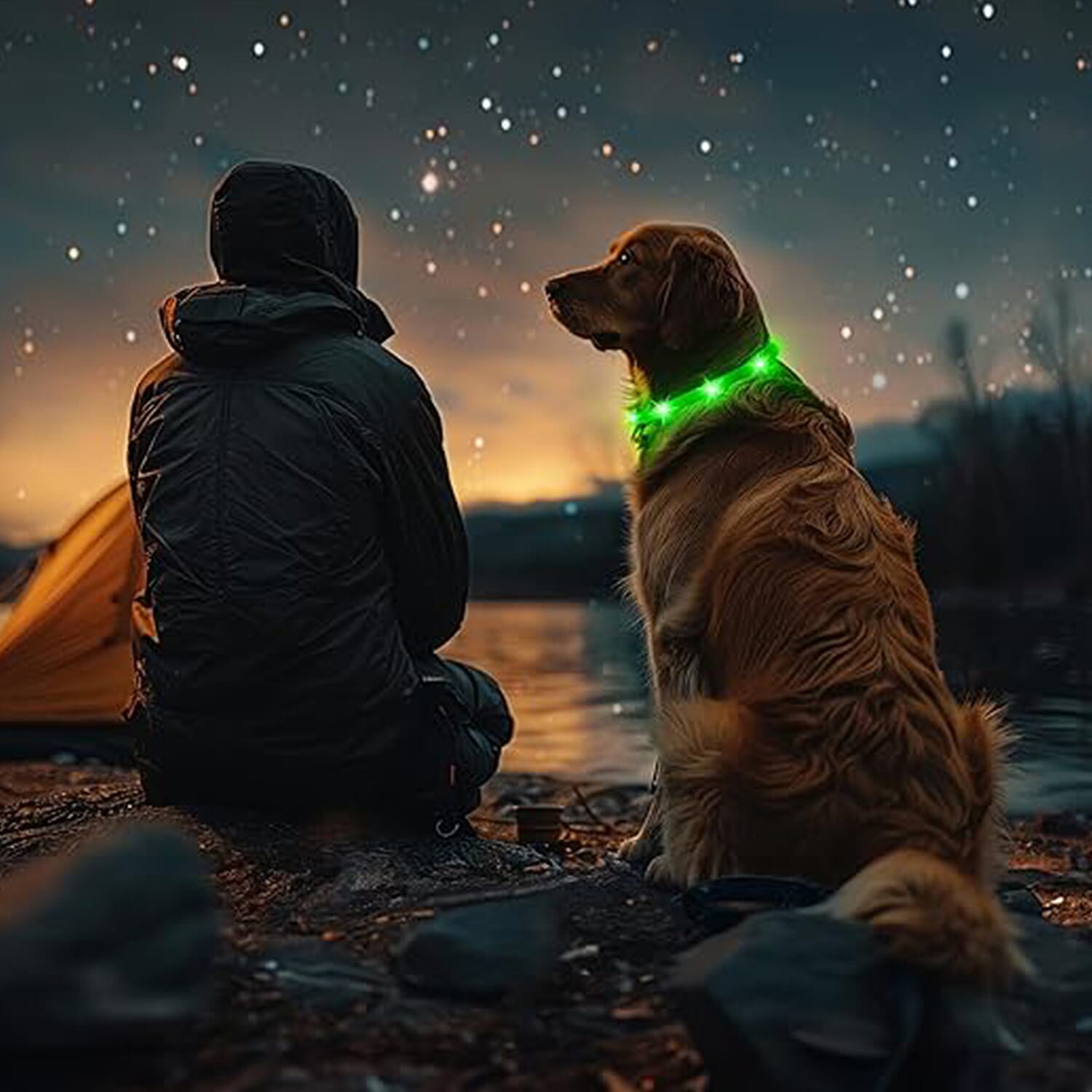Set of 2 LED Pet Glow Collars | USB Rechargeable LED Pet Collars for Night Walk - Green V32350187 6