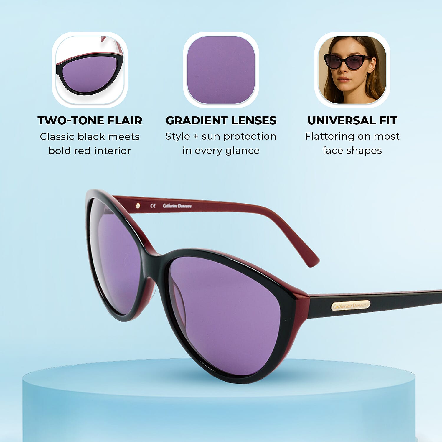 Catherine Denevue Sunglass - Black Red 8103795 3