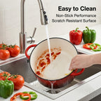 Cast Iron Round Casserole with Lid - 4L Capacity (24x32x10.7cm) - Burgundy_8104295_6